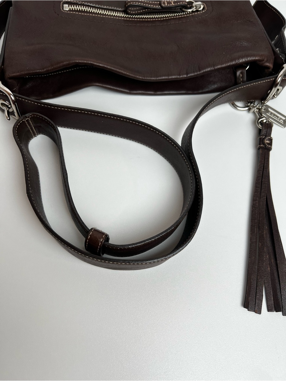 Coach Soho Duffle Brown Leather Slim Crossbody Bag Shoulder Purse Grommets 1415 - Picture 14 of 14